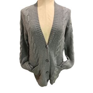 XS American Eagle Womens Cable Knit Cardigan Sweater Grandpa Pockets
